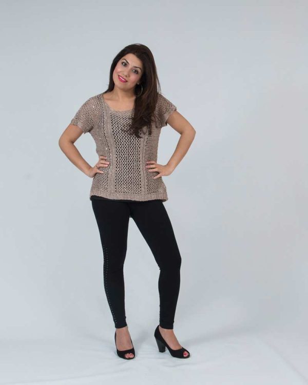 Crochet knit Short Sleeve Jumper Top