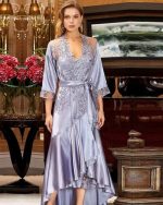 Lilac Satin and Lace Nightdress and Gown