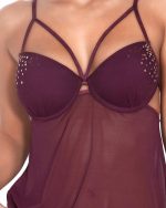 Burgundy Chiffon Chemise and Briefs