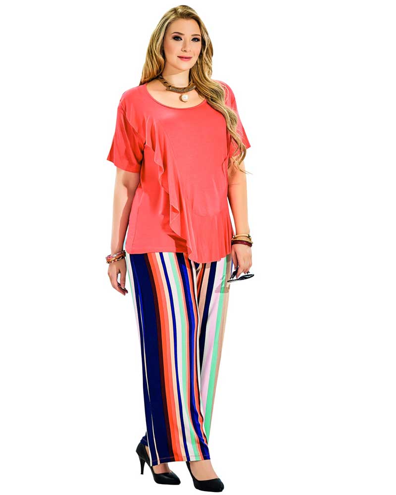 Top and Wide Striped Trouser Set