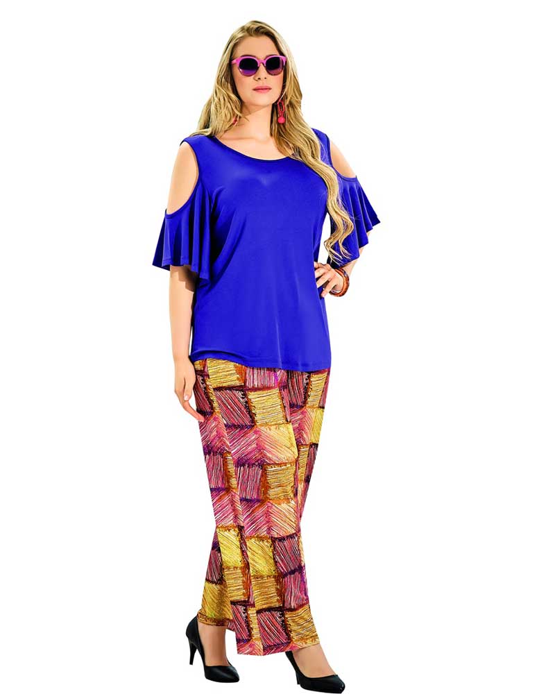 Top and Patchwork Trousers Set
