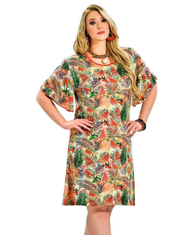 Plus Size Tropical Print Summer Dress