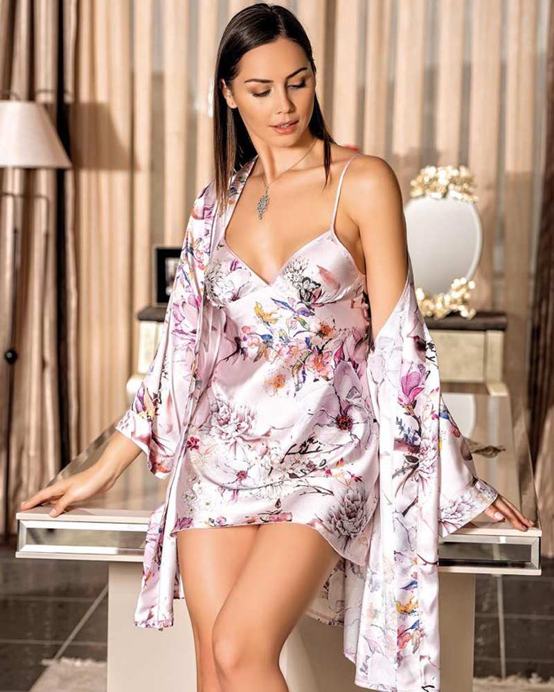 Floral Satin Nightdress and Gown